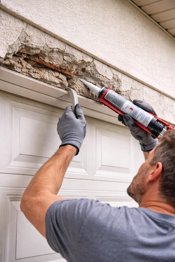 Garage lintel repair steel angle iron concrete spalling